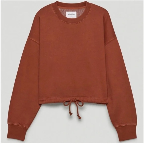 Aritzia Sweaters - Aritzia Wilfred Free Faded Copper Pullover Drawstring Crop Fleece Sweater NWT